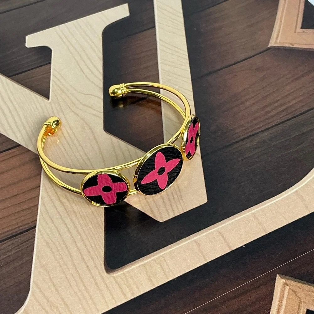 Louis Vuitton Pink Multicolor Murakami Canvas Gold Cuff Bracelet
